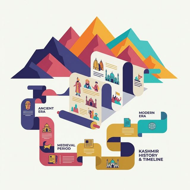 Illustration representing the history and timeline of Kashmir