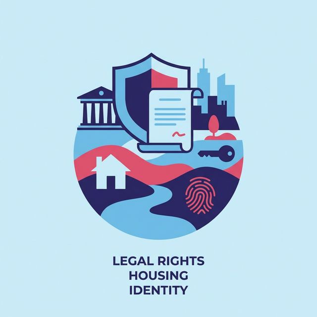 Illustration representing legal rights, housing, and identity